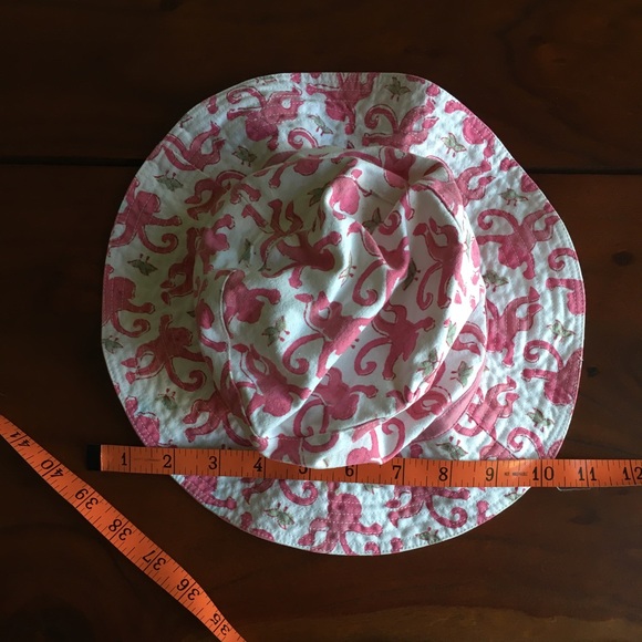 Roller Rabbit girls pink monkey bucket hat kids M - Picture 4 of 6